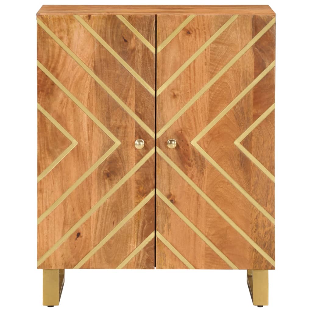 Dressoir 60X33,5X75 Cm Massief Mangohout Bruin En Zwart