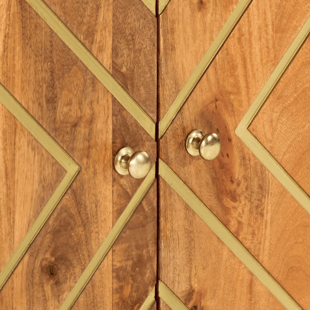 Dressoir 60X33,5X75 Cm Massief Mangohout Bruin En Zwart