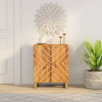 Dressoir 60X33,5X75 Cm Massief Mangohout Bruin En Zwart