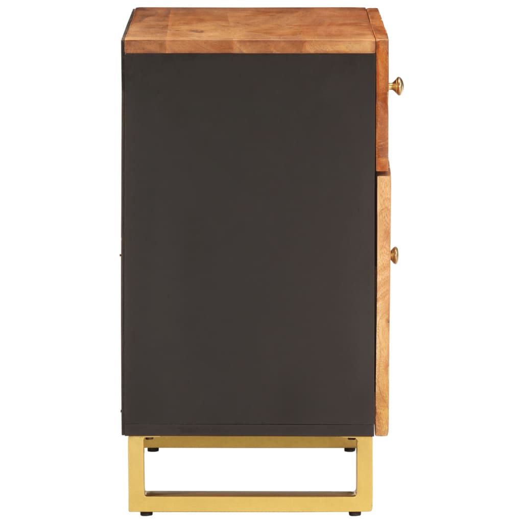 Nachtkastje 50X33X60 Cm Massief Mangohout Bruin En Zwart
