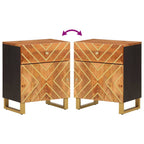 Nachtkastje 50X33X60 Cm Massief Mangohout Bruin En Zwart