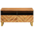 Salontafel 80X54X40 Cm Massief Mangohout Bruin En Zwart