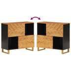 Dressoir 80X33,5X75 Cm Massief Mangohout Bruin En Zwart