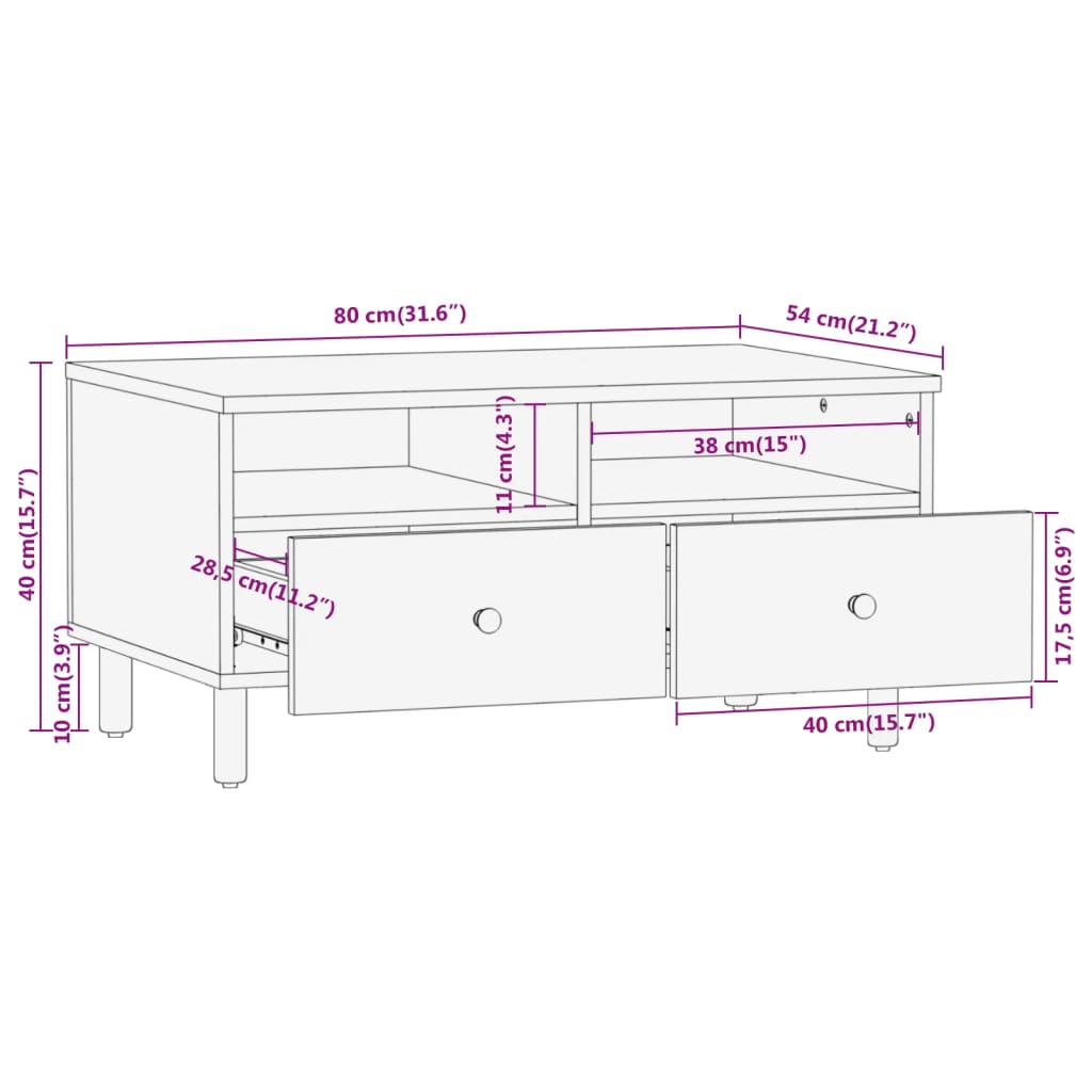 Salontafel 80X54X40 Cm