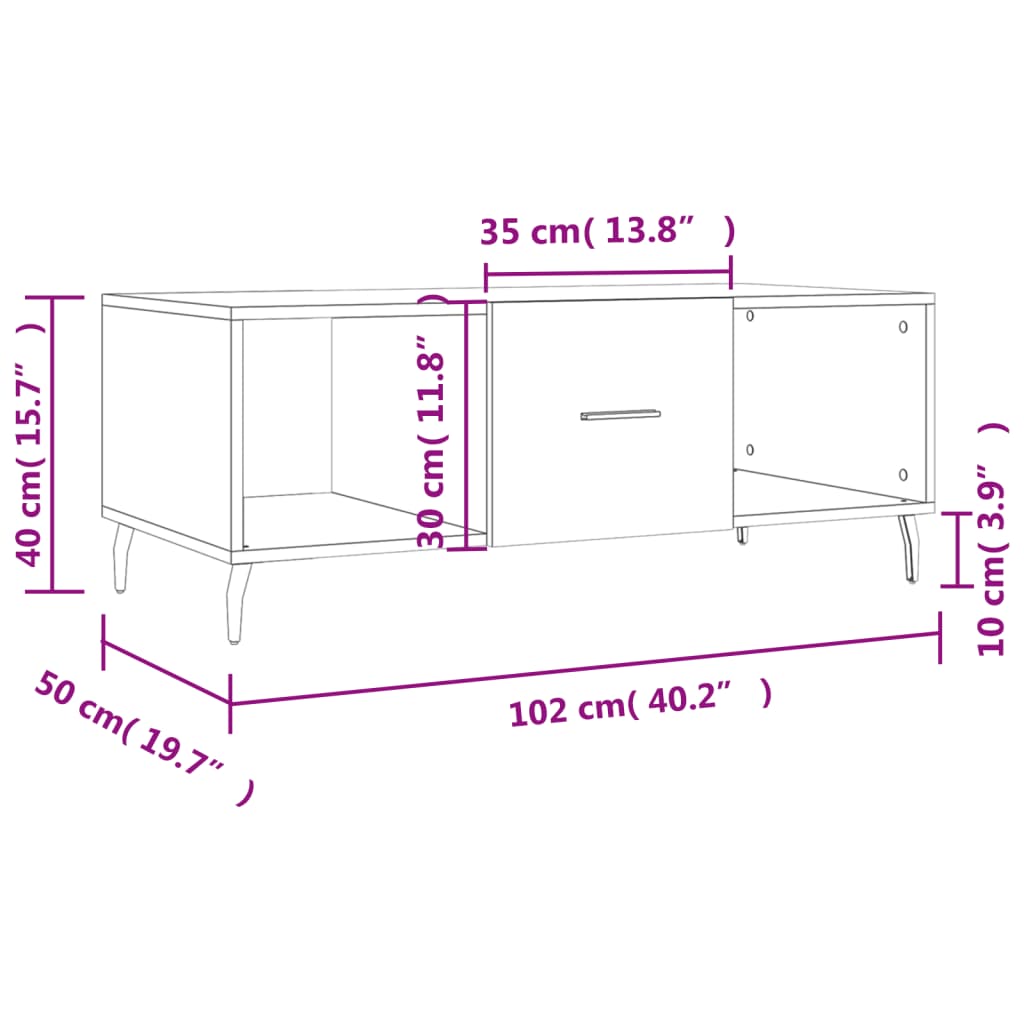 Salontafel 102X50X40 Cm Bewerkt Hout