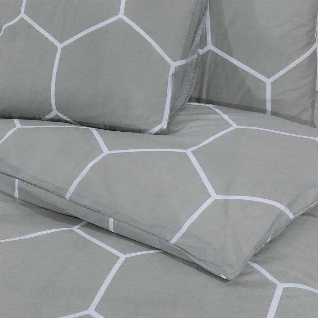 Dekbedovertrekset 220X240 Cm Katoen Grijs En Wit
