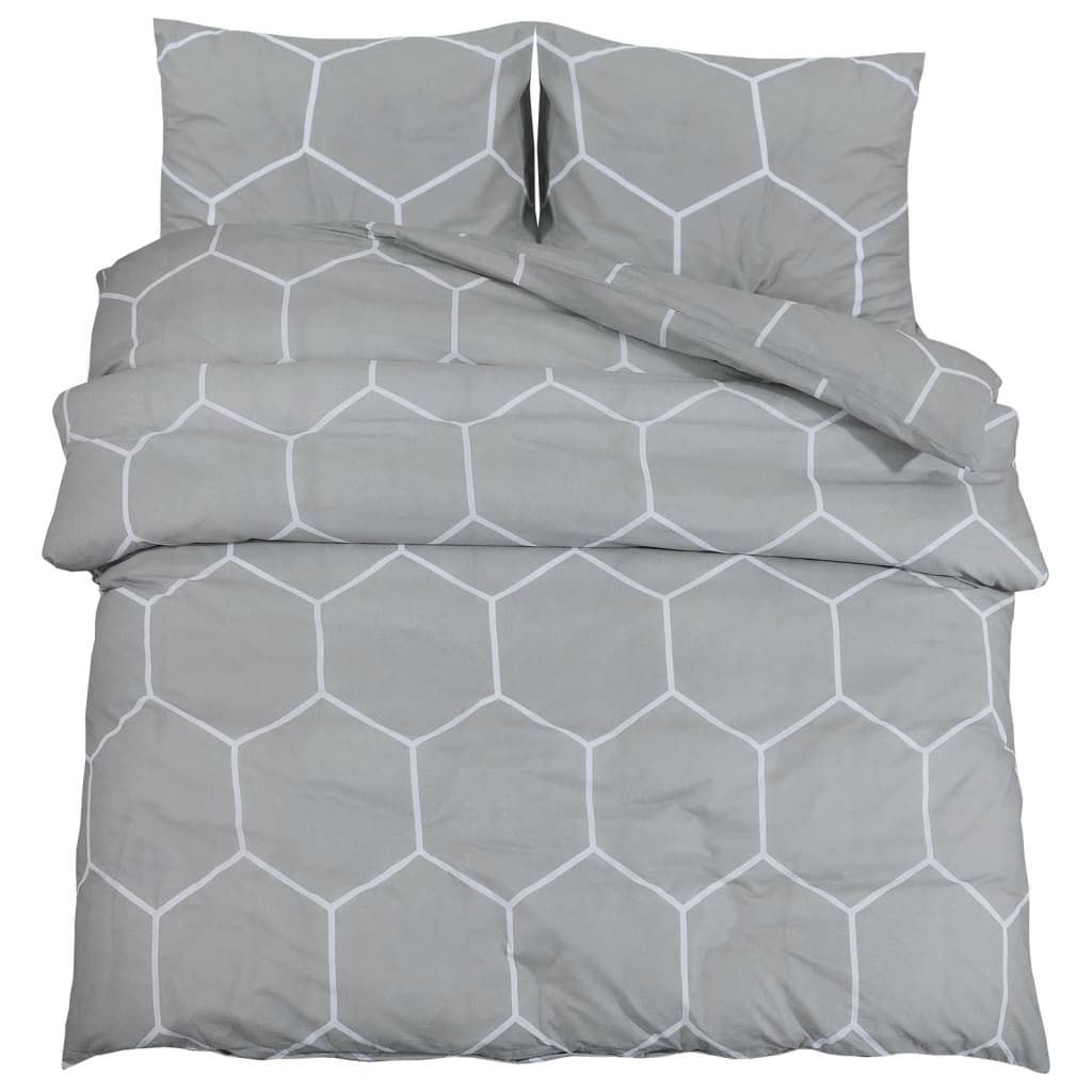 Dekbedovertrekset 260X240 Cm Katoen Grijs En Wit