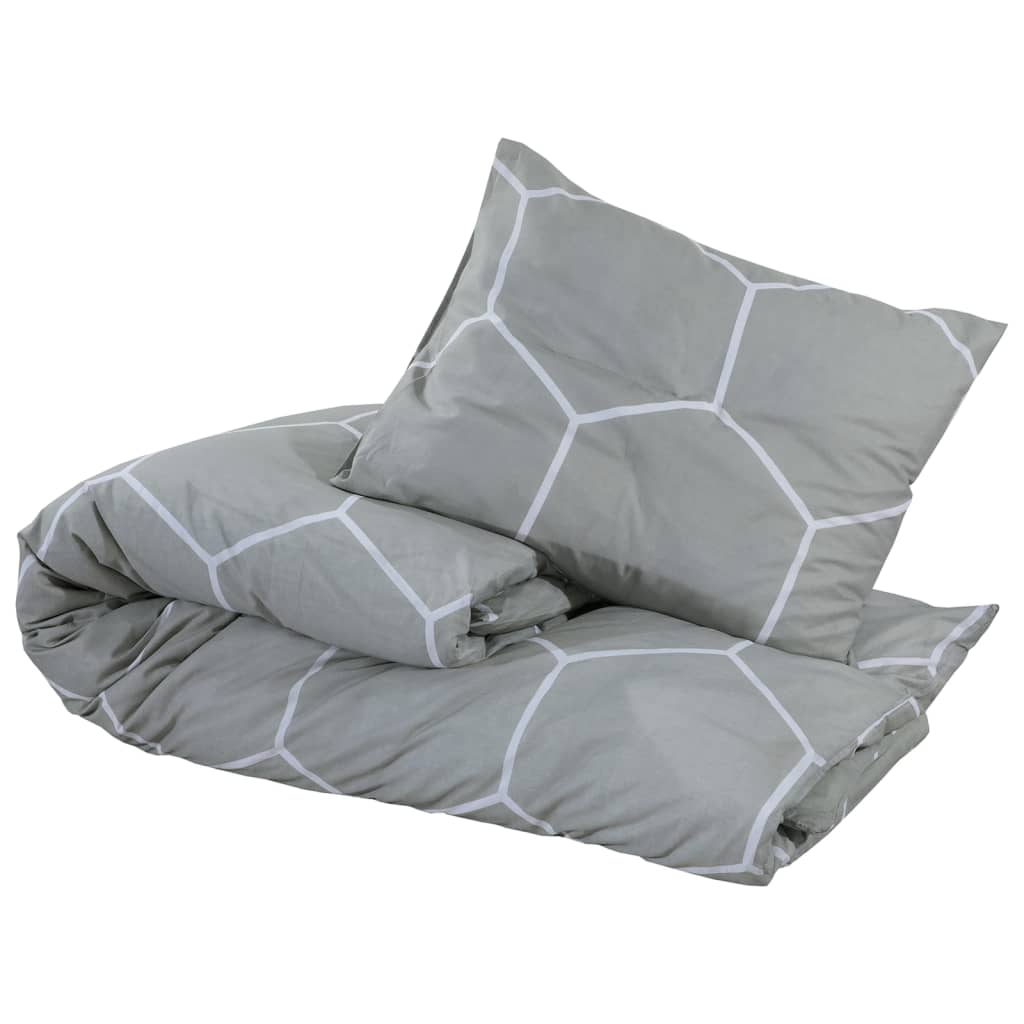 Dekbedovertrekset 225X220 Cm Katoen Grijs En Wit