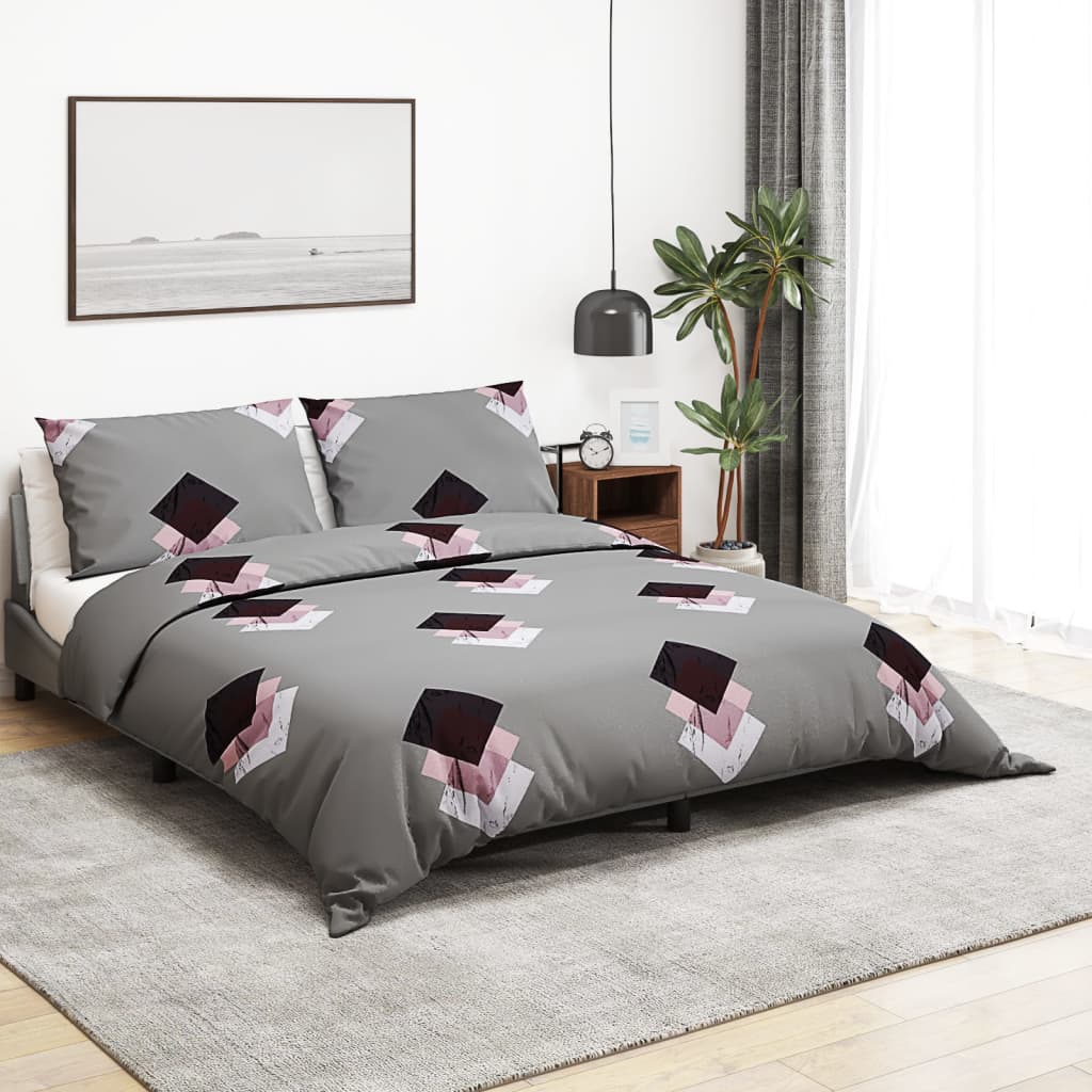 Dekbedovertrekset 240X220 Cm Katoen Grijs Multikleur