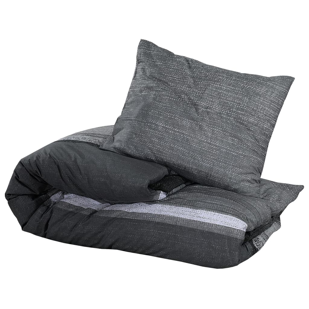 Dekbedovertrekset 240X220 Cm Katoen Donkergrijs En Zwart