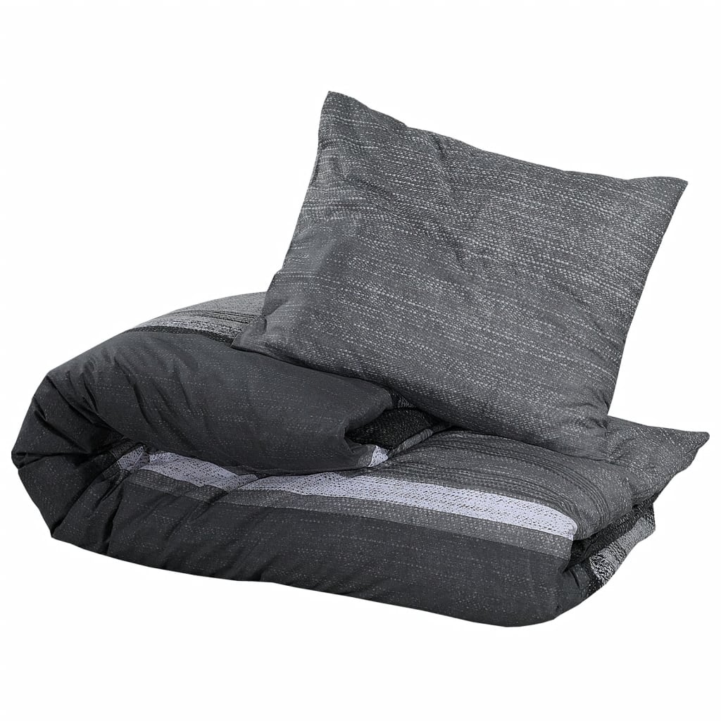 Dekbedovertrekset 260X240 Cm Katoen Donkergrijs En Zwart