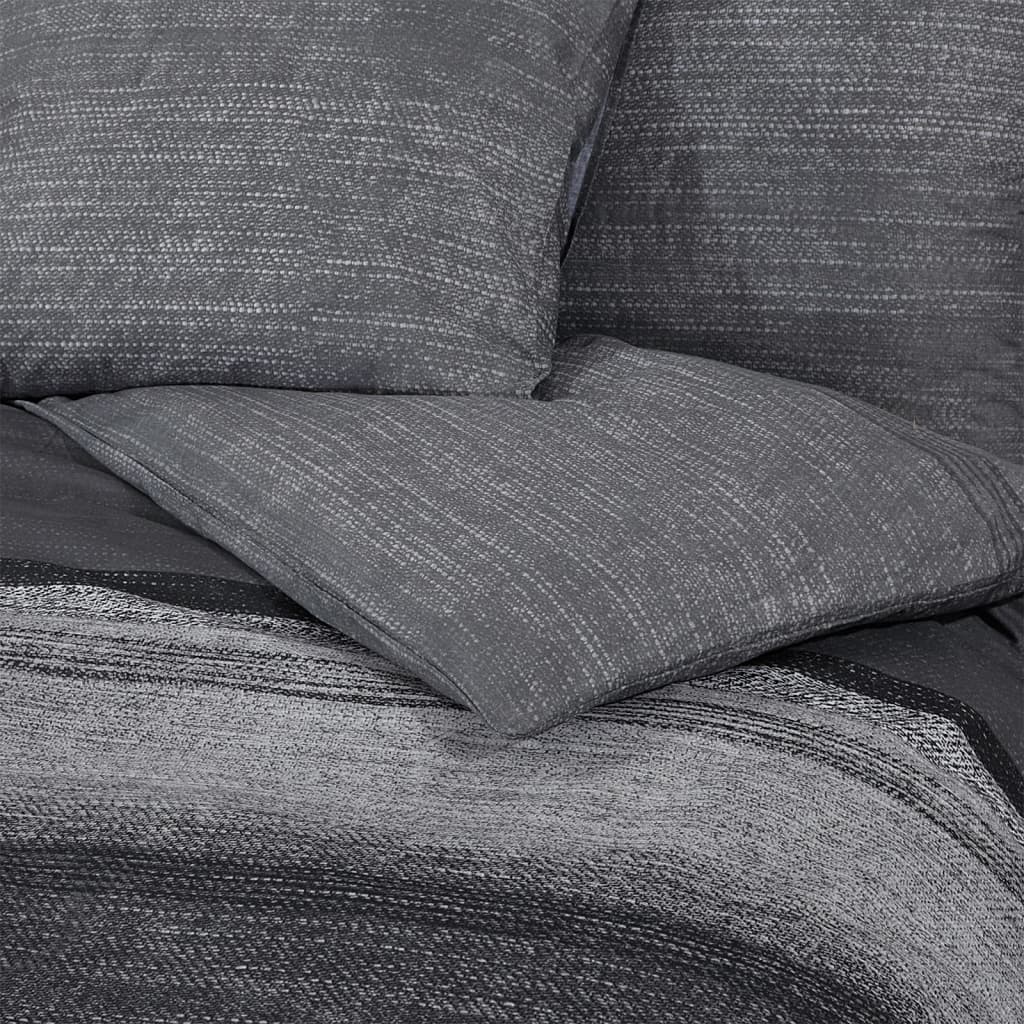 Dekbedovertrekset 260X240 Cm Katoen Donkergrijs En Zwart