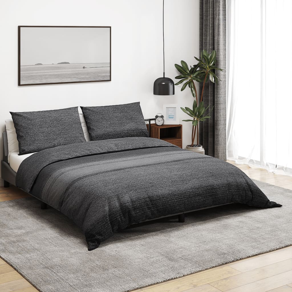 Dekbedovertrekset 260X240 Cm Katoen Donkergrijs En Zwart