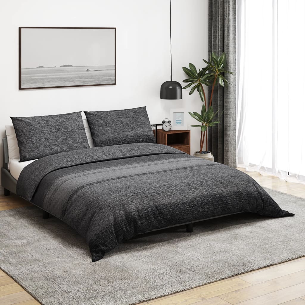 Dekbedovertrekset 260X220 Cm Katoen Donkergrijs En Zwart
