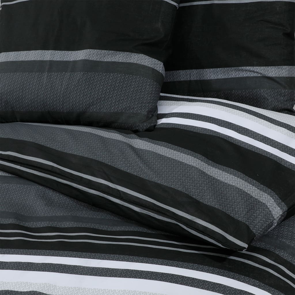 Dekbedovertrekset 220X240 Cm Katoen Zwart En Wit Zwarte Strepen
