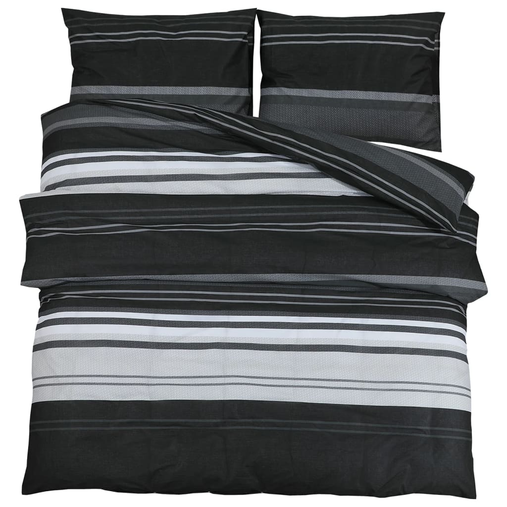 Dekbedovertrekset 260X240 Cm Katoen Zwart En Wit Zwarte Strepen