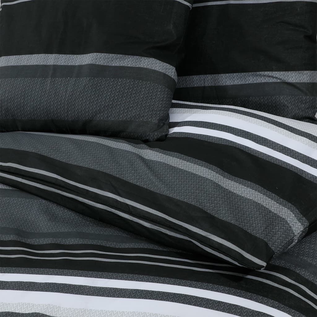 Dekbedovertrekset 260X240 Cm Katoen Zwart En Wit Zwarte Strepen