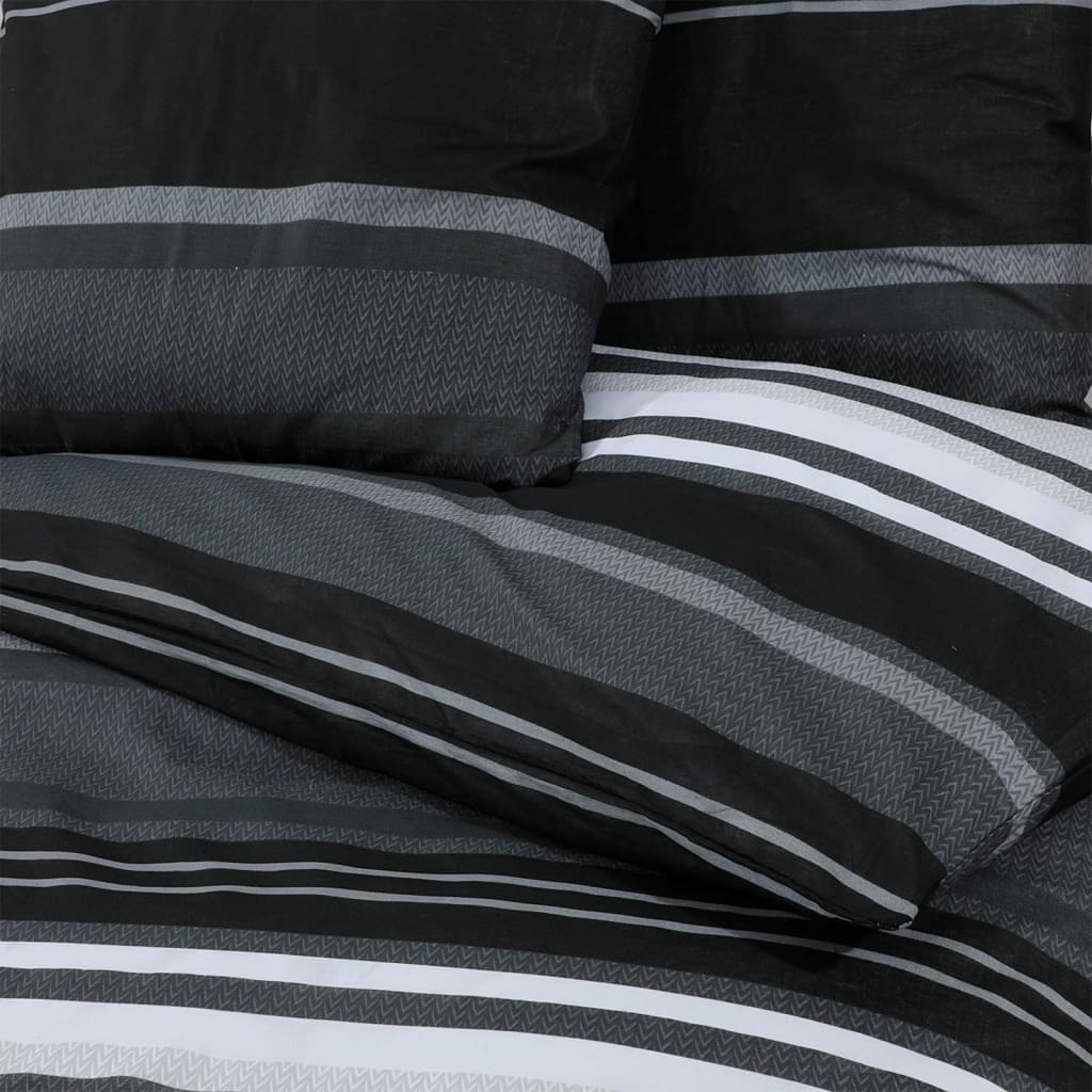 Dekbedovertrekset 225X220 Cm Katoen Zwart En Wit Zwarte Strepen