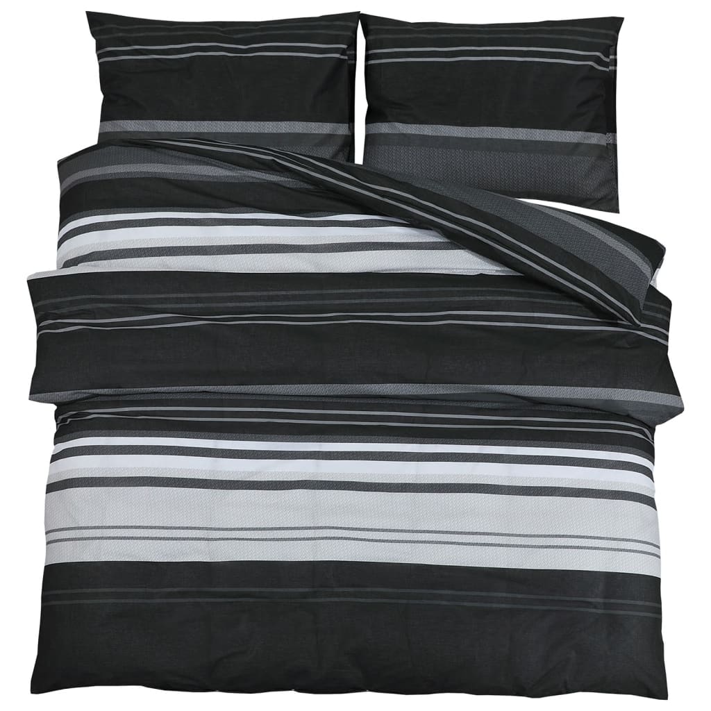 Dekbedovertrekset 260X220 Cm Katoen Zwart En Wit Zwarte Strepen
