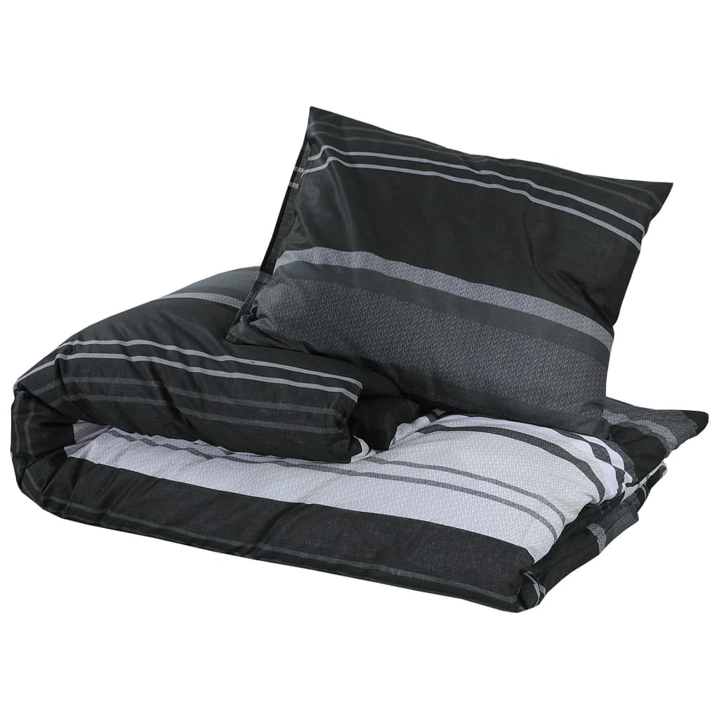 Dekbedovertrekset 260X220 Cm Katoen Zwart En Wit Zwarte Strepen