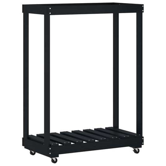 Houtblokhouder Met Wielen 76,5X40X108 Cm Grenenhout