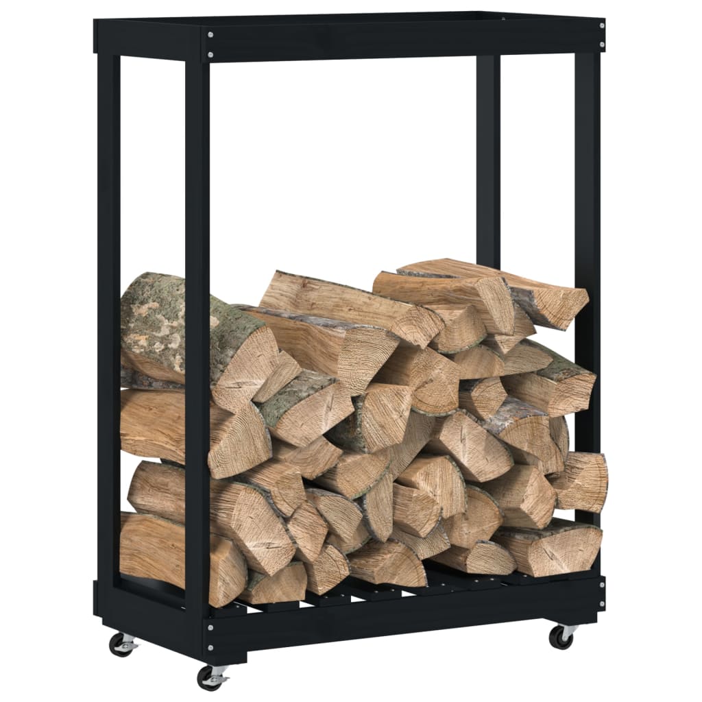 Houtblokhouder Met Wielen 76,5X40X108 Cm Grenenhout