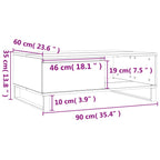 Salontafel 90X60X35 Cm Bewerkt Hout