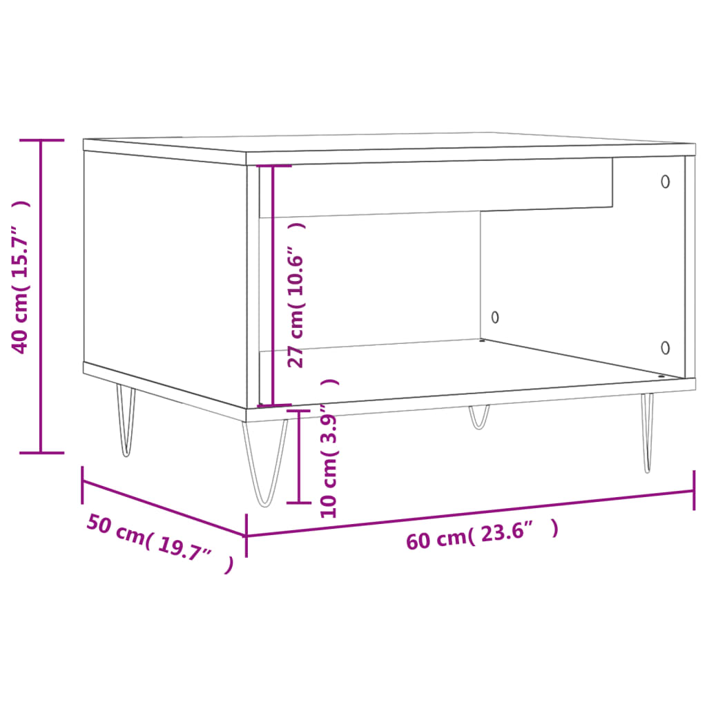 Salontafel 60X50X40 Cm Bewerkt Hout Kleurig