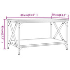 Salontafel 80X50X45 Cm Bewerkt Hout En Ijzer Zwart