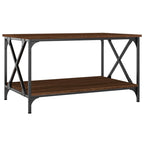 Salontafel 80X50X45 Cm Bewerkt Hout En Ijzer Bruin Eikenkleur
