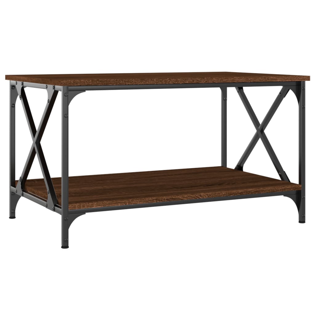 Salontafel 80X50X45 Cm Bewerkt Hout En Ijzer Bruin Eikenkleur
