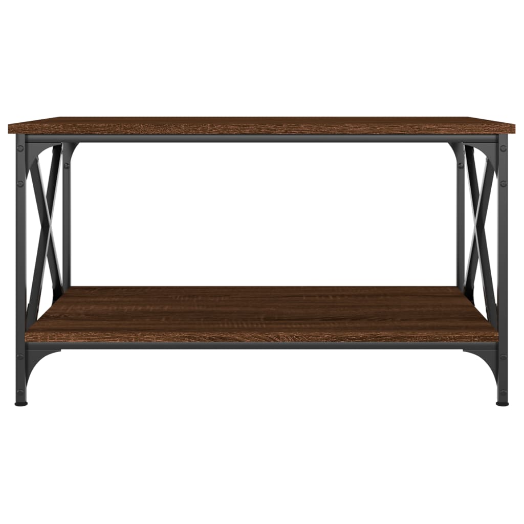 Salontafel 80X50X45 Cm Bewerkt Hout En Ijzer Bruin Eikenkleur