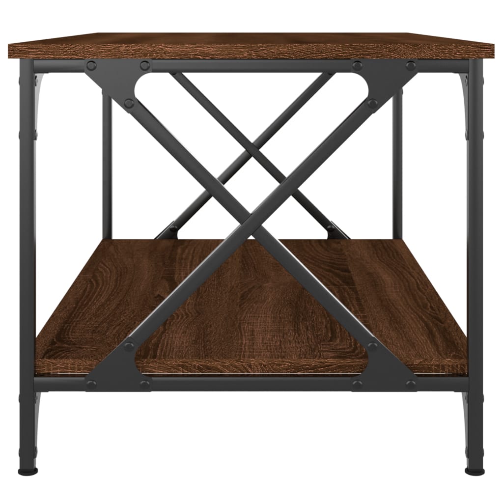 Salontafel 80X50X45 Cm Bewerkt Hout En Ijzer Bruin Eikenkleur