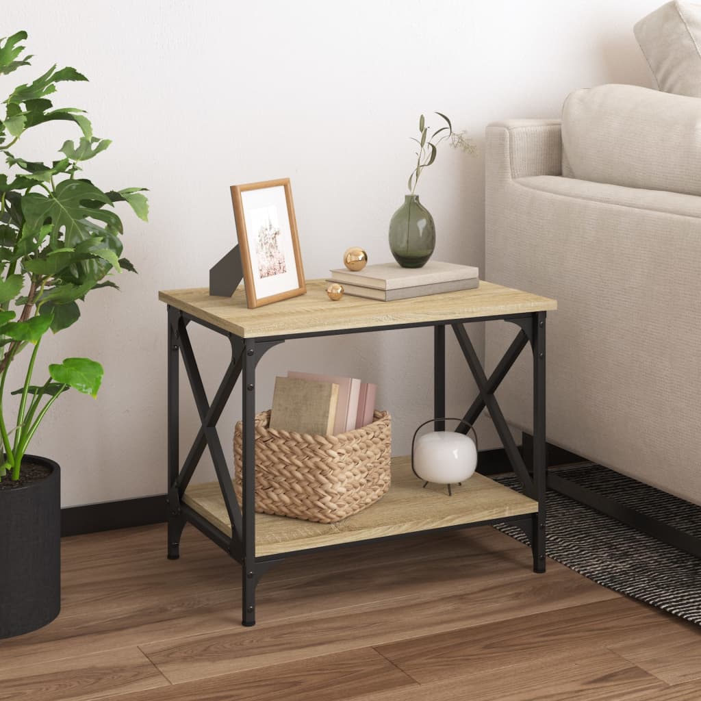 Bijzettafel 55X38X45 Cm Bewerkt Hout Kleurig