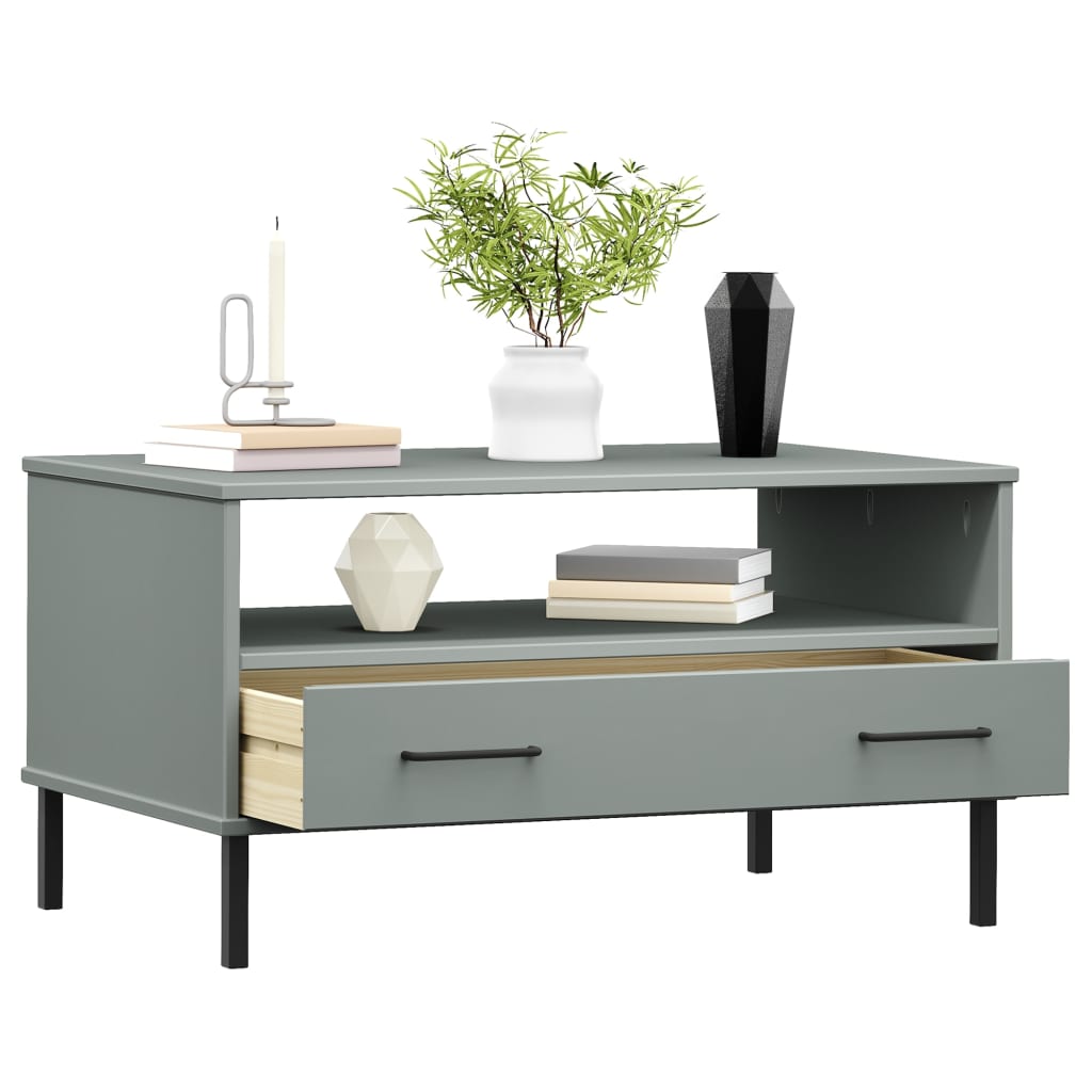 Salontafel Met Metalen Poten Oslo 85X50X45 Cm Hout