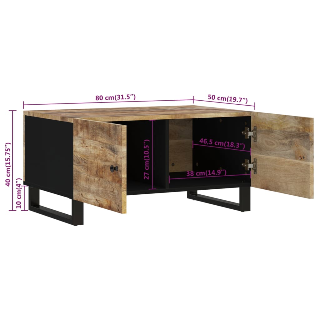 Salontafel 80X50X40 Cm Massief Mangohout En Bewerkt Hout