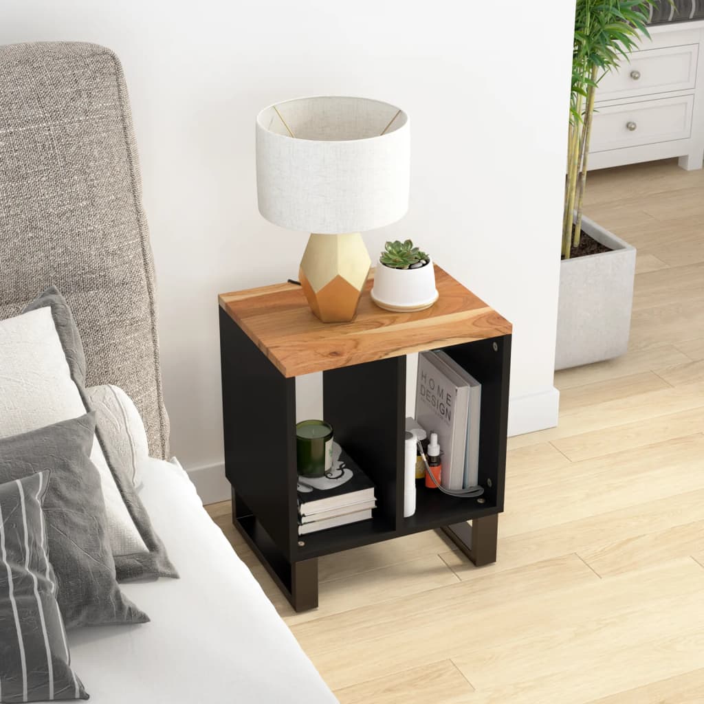 Bijzettafel 40X31X46 Cm Massief Mangohout En Bewerkt Hout