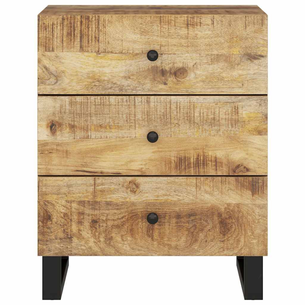 Nachtkastje 50X33X62 Cm Massief Mangohout En Bewerkt Hout