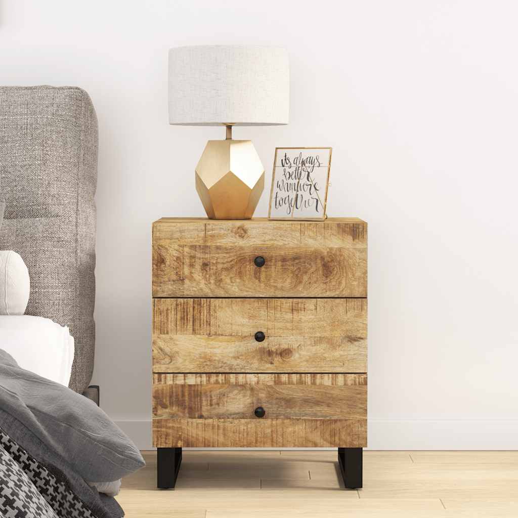 Nachtkastje 50X33X62 Cm Massief Mangohout En Bewerkt Hout