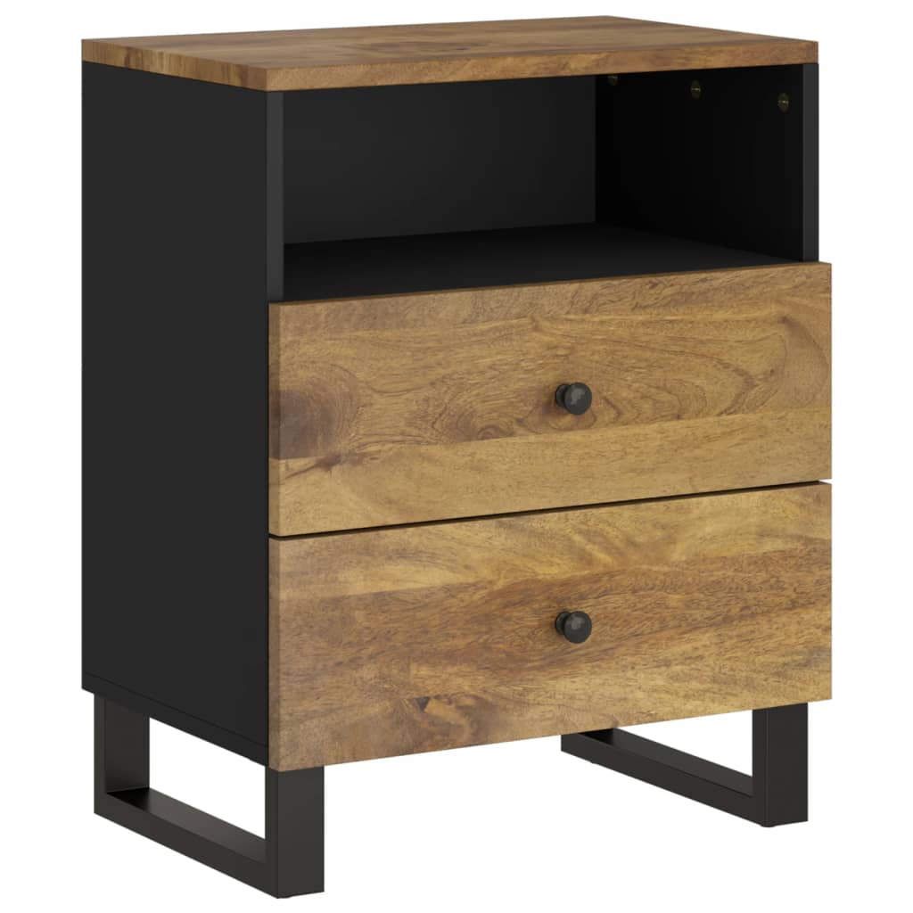 Nachtkastje 50X33X62 Cm Massief Mangohout En Bewerkt Hout