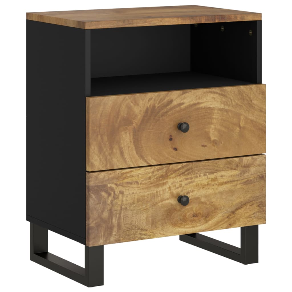Nachtkastje 50X33X62 Cm Massief Mangohout En Bewerkt Hout