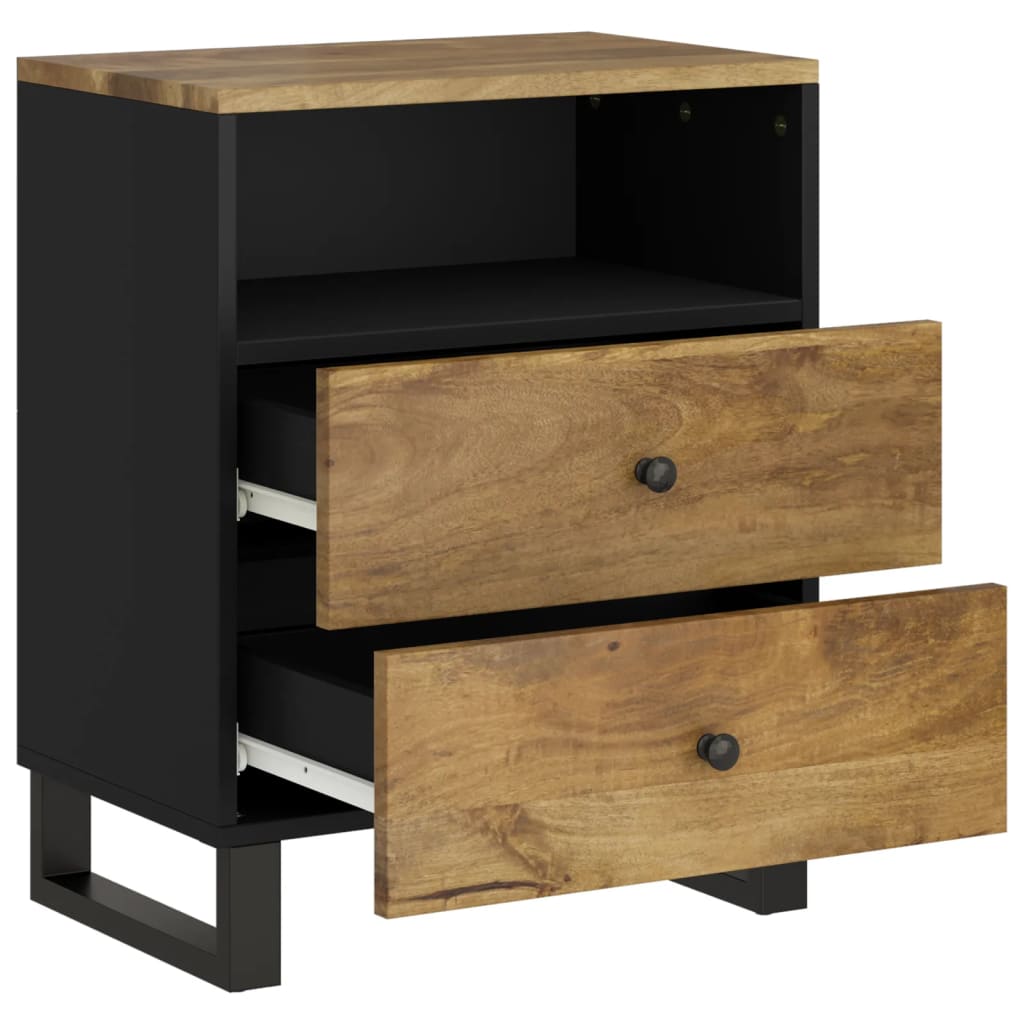 Nachtkastje 50X33X62 Cm Massief Mangohout En Bewerkt Hout