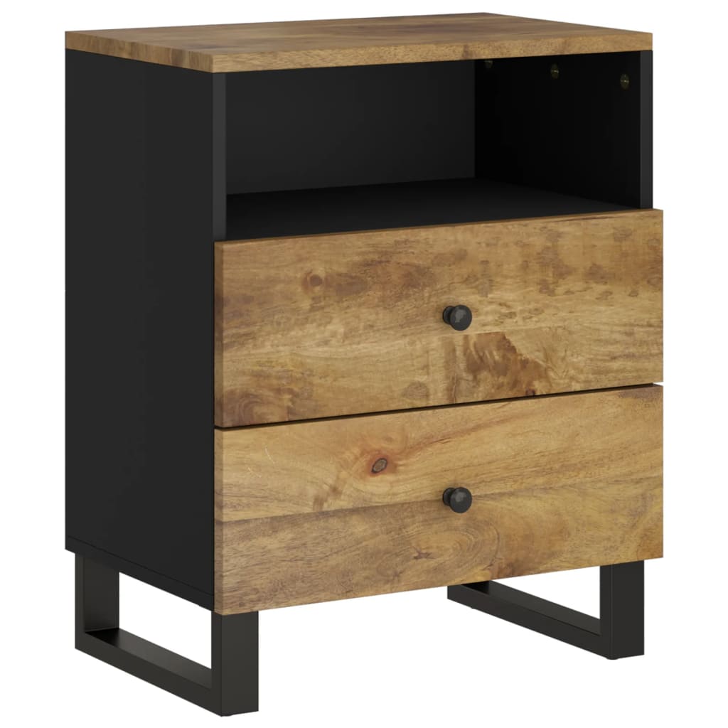 Nachtkastje 50X33X62 Cm Massief Mangohout En Bewerkt Hout