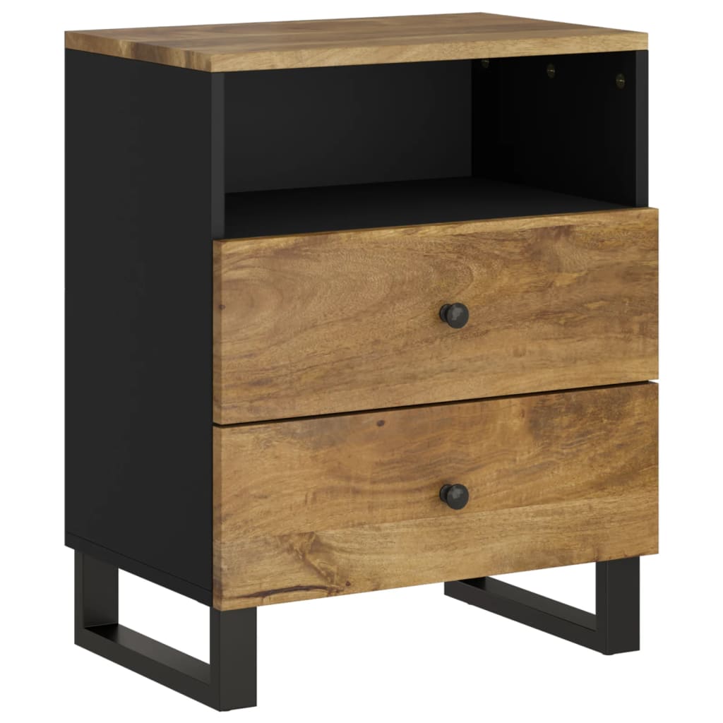 Nachtkastje 50X33X62 Cm Massief Mangohout En Bewerkt Hout