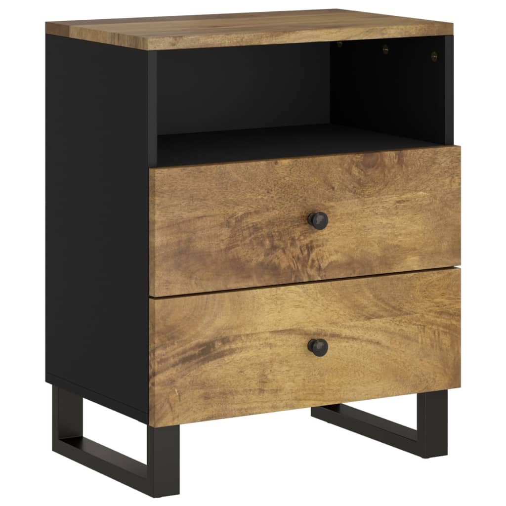 Nachtkastje 50X33X62 Cm Massief Mangohout En Bewerkt Hout