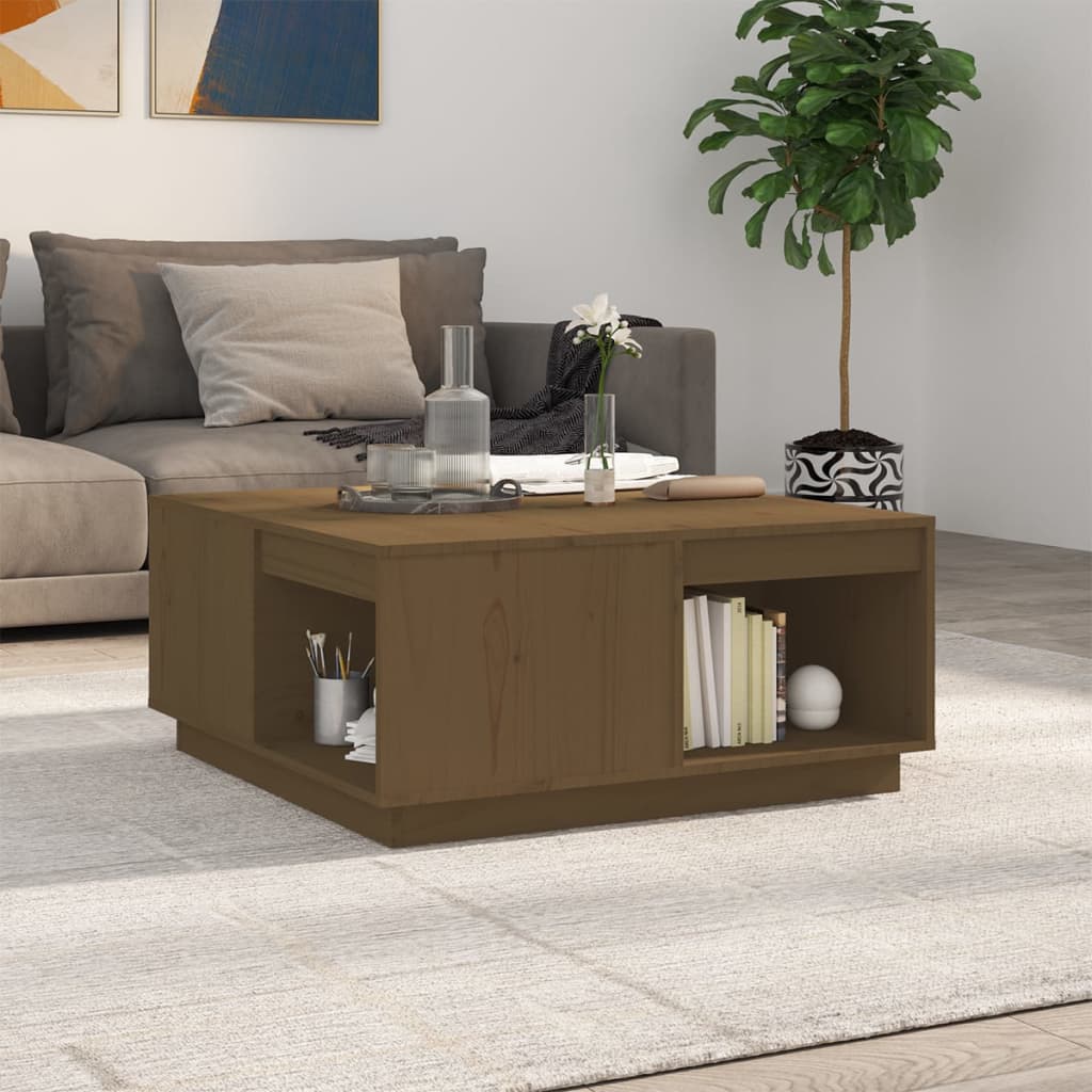 Salontafel 80X81X36,5 Cm Massief Grenenhout