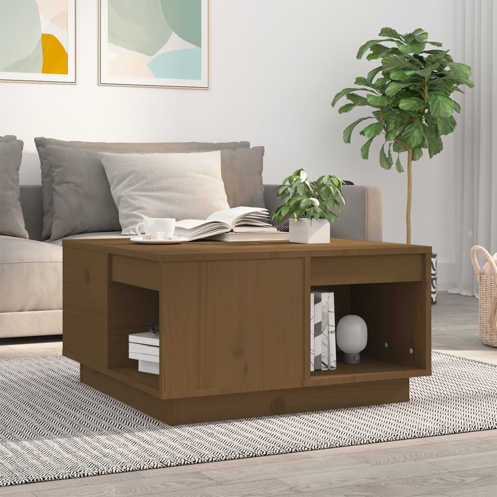 Salontafel 80X81X36,5 Cm Massief Grenenhout