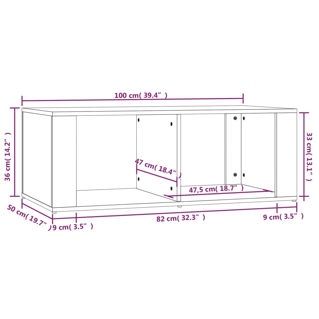 Salontafel 100X50X36 Cm Bewerkt Hout