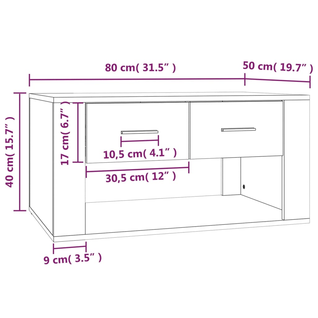 Salontafel 80X50X40 Cm Bewerkt Hout Kleurig