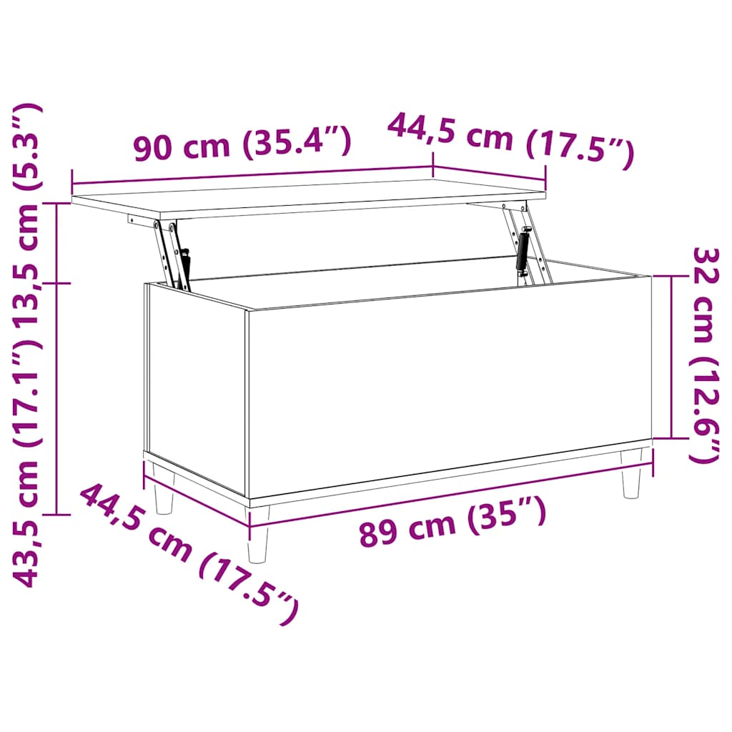 Salontafel 90X44,5X45 Cm Bewerkt Hout Kleurig
